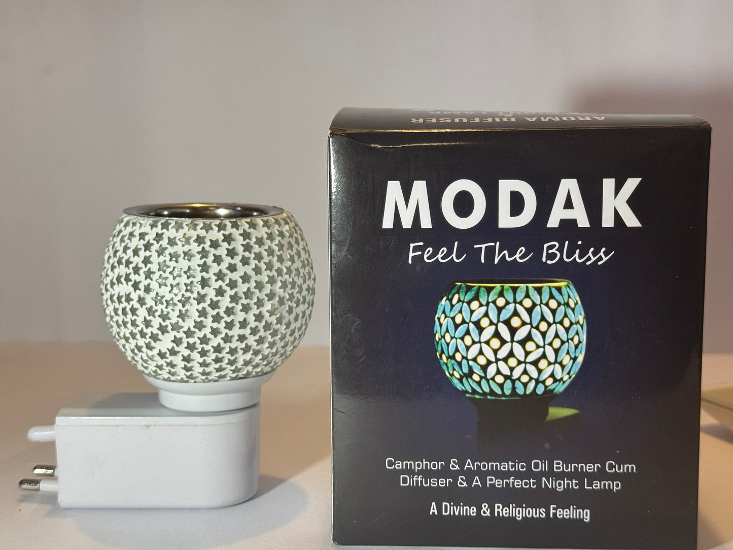 Ceramic Aroma Diffuser & Kapoor Dani Cum Night Lamp – Electric Camphor Burner with On/Off Switch