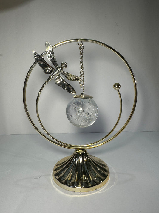 Elegant Metal Butterfly Showpiece with Crystal Ball | Decorative Home & Office Table Accent