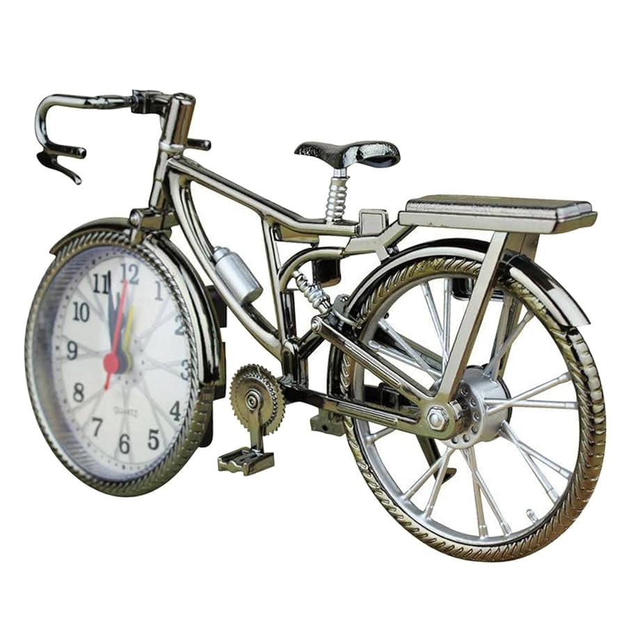 Bicycle Design Analog Desk Alarm Clock β Decorative Silver Timepiece