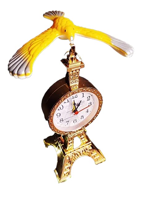 Vintage Eagle Table Clock – Resin Animal Statue Desk/Bedroom Déco