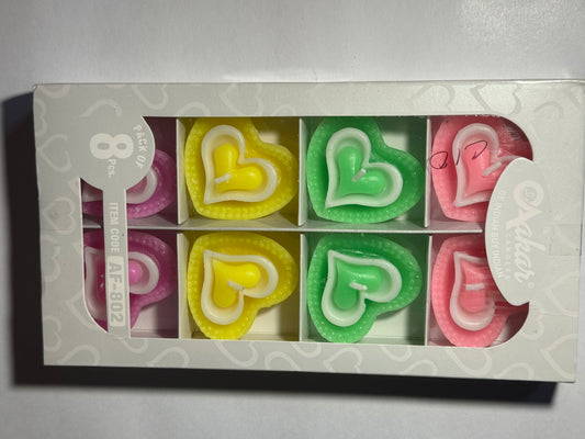 Heart-Shaped Designer Wax Candles – Multicolour Decorative Set of 6 for Diwali & Special Occasions