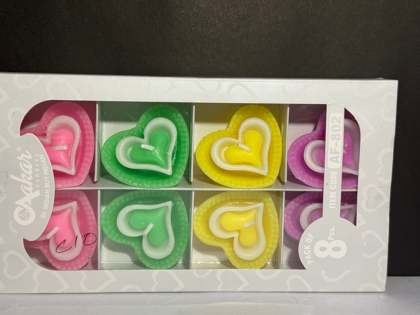 Heart-Shaped Designer Wax Candles – Multicolour Decorative Set of 6 for Diwali & Special Occasions
