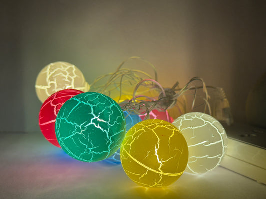 Multicolour Cotton Ball LED String Lights – 4m, 10 LEDs for Home & Festive Decoration