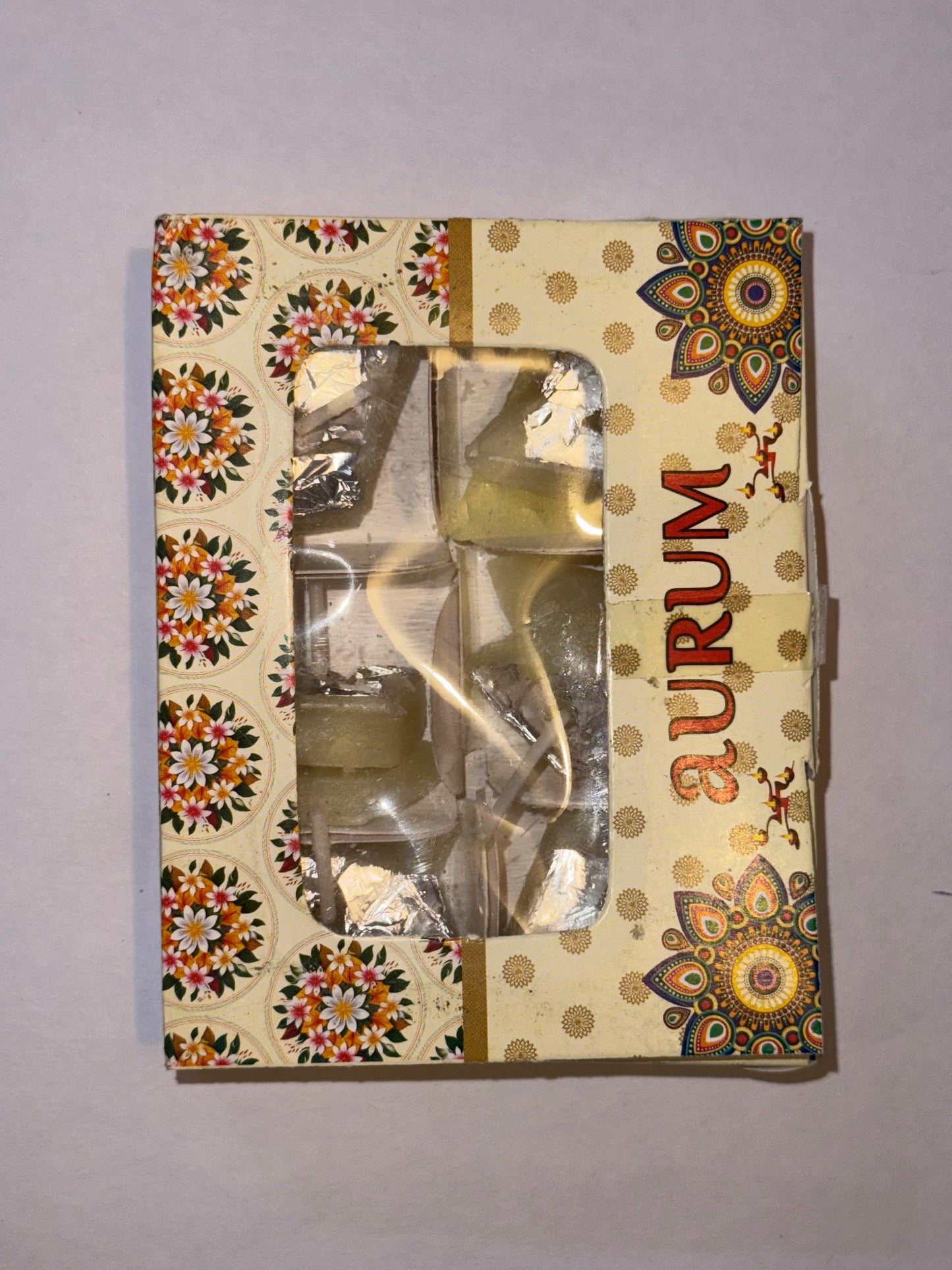 Kaju Katli-Shaped Decorative Candles – Pack of 6 Festive Wax Candles for Diwali & Gifting