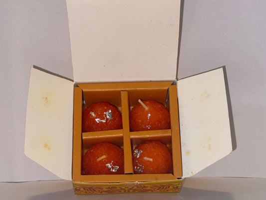 Motichur Laddoo Candles – Handmade Scented Decorative Wax Candles (Pack of 4)