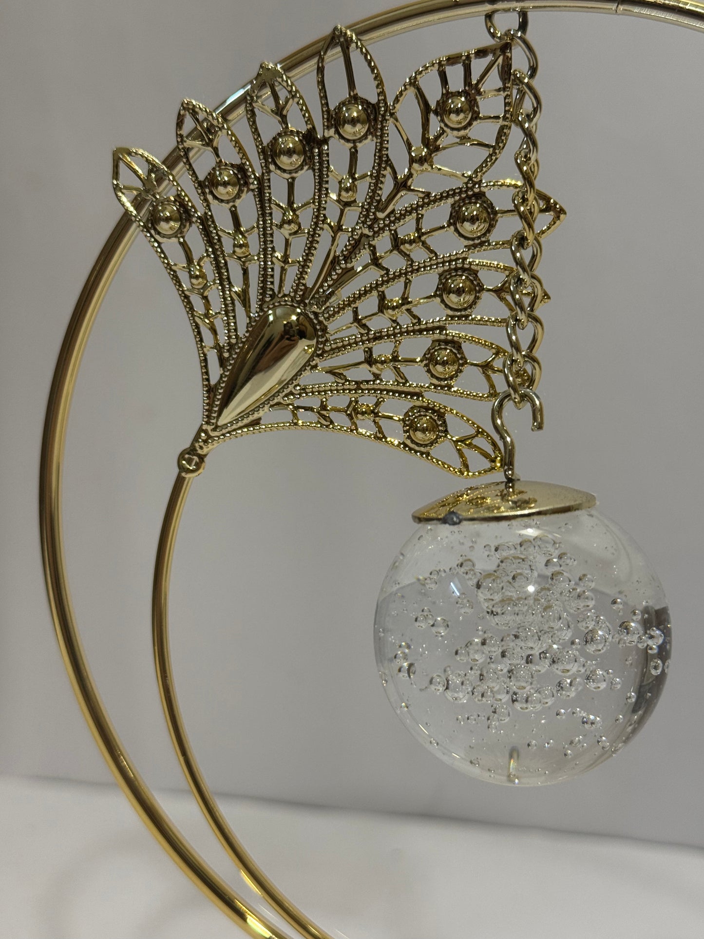 Elegant Metal Leafe Showpiece with Crystal Ball | Decorative Home & Office Table Accent