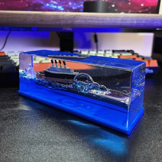 Paper Weight & Pen Holder – Floating Ship Design Desk Accessory (Rectangle)